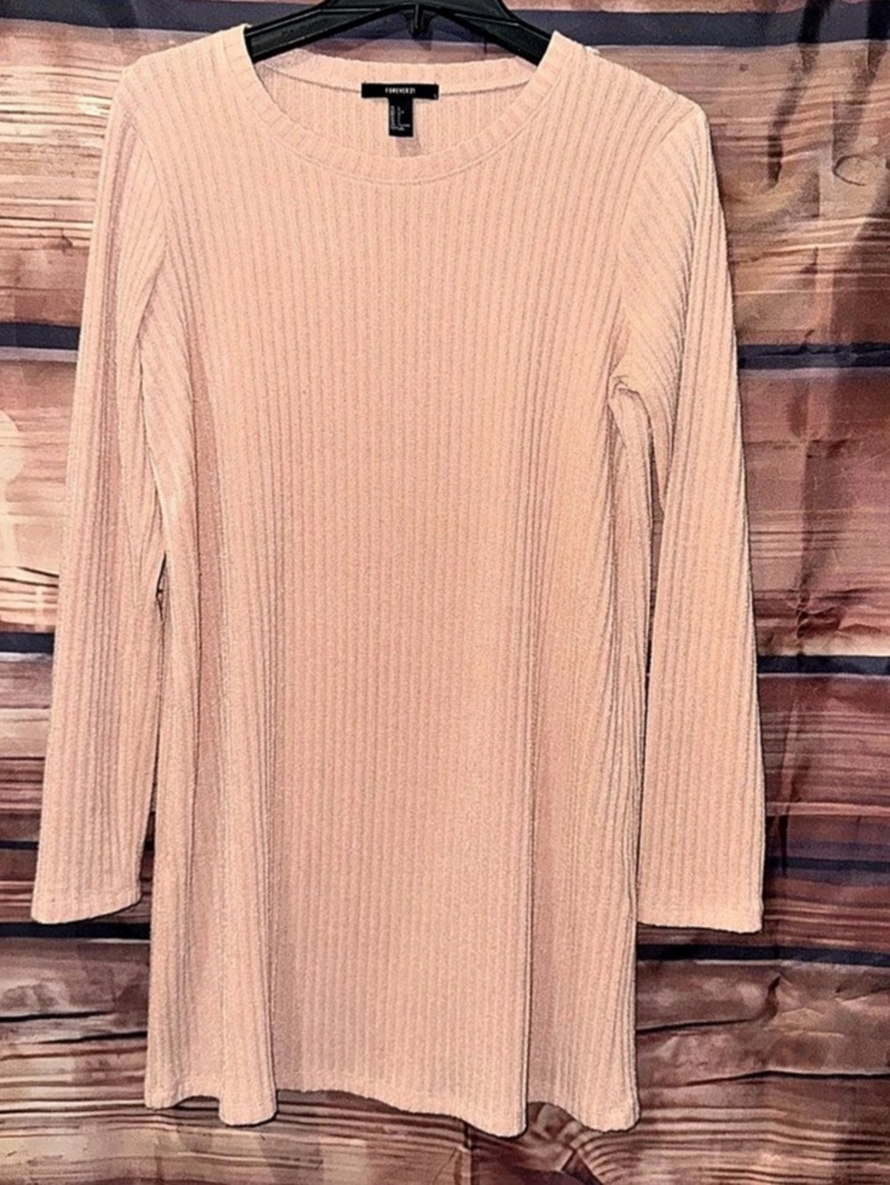 Forever 21 Ribbed Long Sleeve Sweater Dress  Pink Size Large